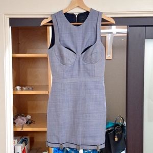 Dion Lee Deconstructed Ruffle Dress with Clips in Houndstooth Fog